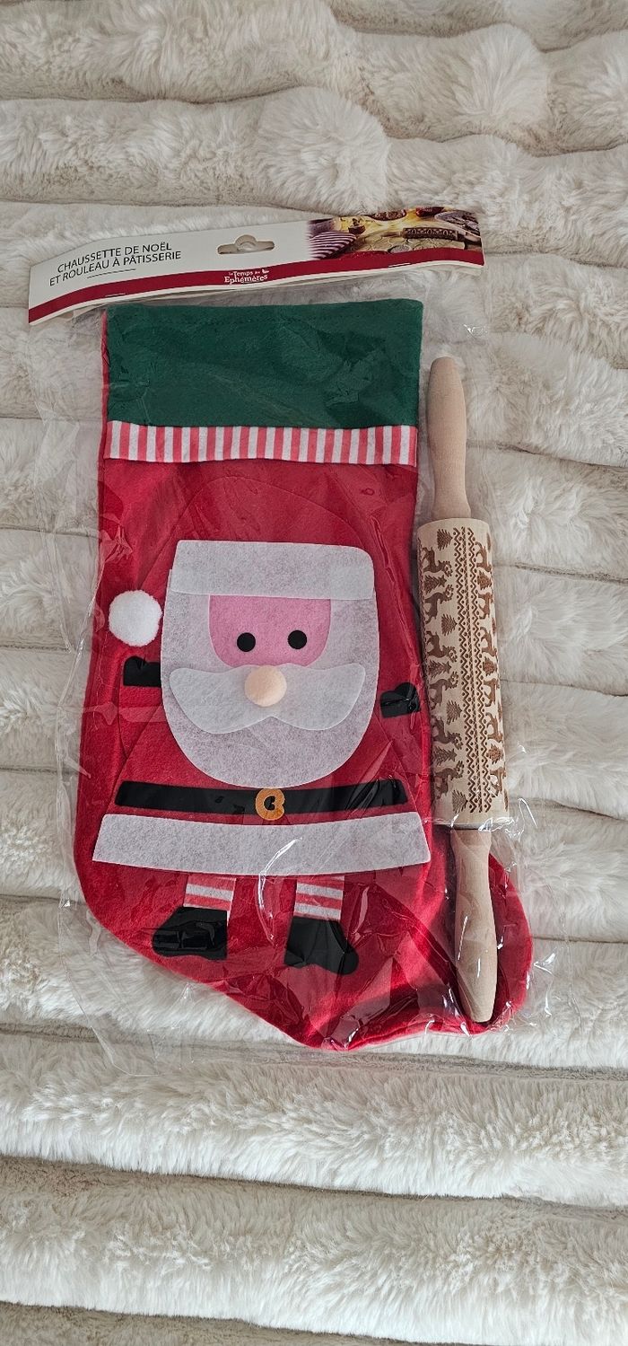 Ensemble chaussette et rouleau à pâtisserie Noël 🎅