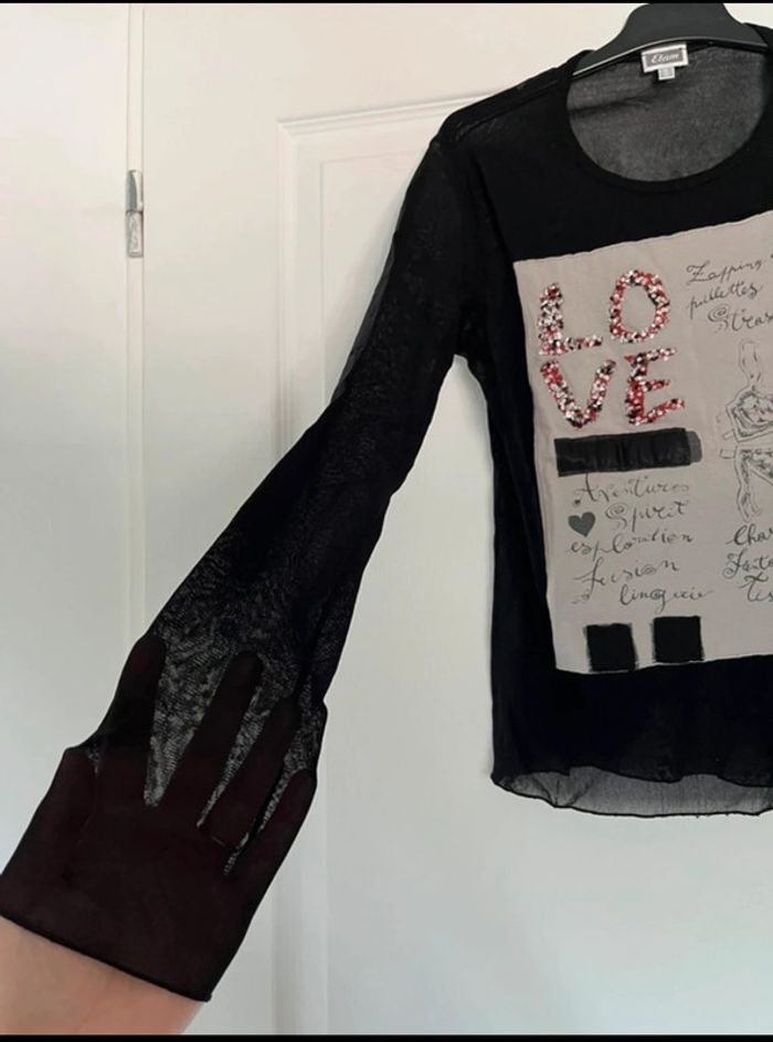 Blouse transparente manches longues noire Étam M🖤 - photo numéro 5