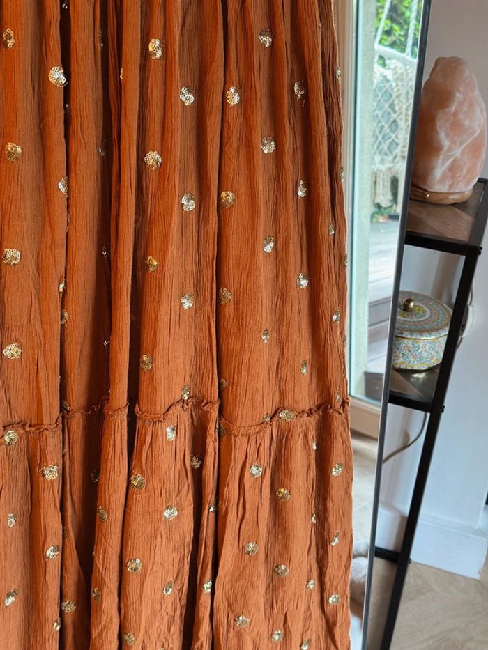 Robe longue camel à sequins dorés Goa – T.S/M - photo numéro 5