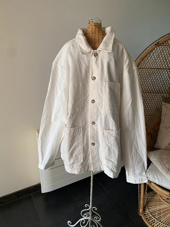 Veste Chemise Kiabi regular fit en velours côtelé blanc crème taille L