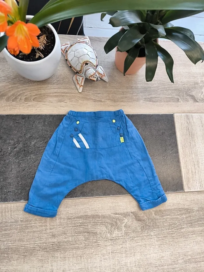Pantalon doublé coupe sarouel garçon 6 mois Dpam - photo numéro 2