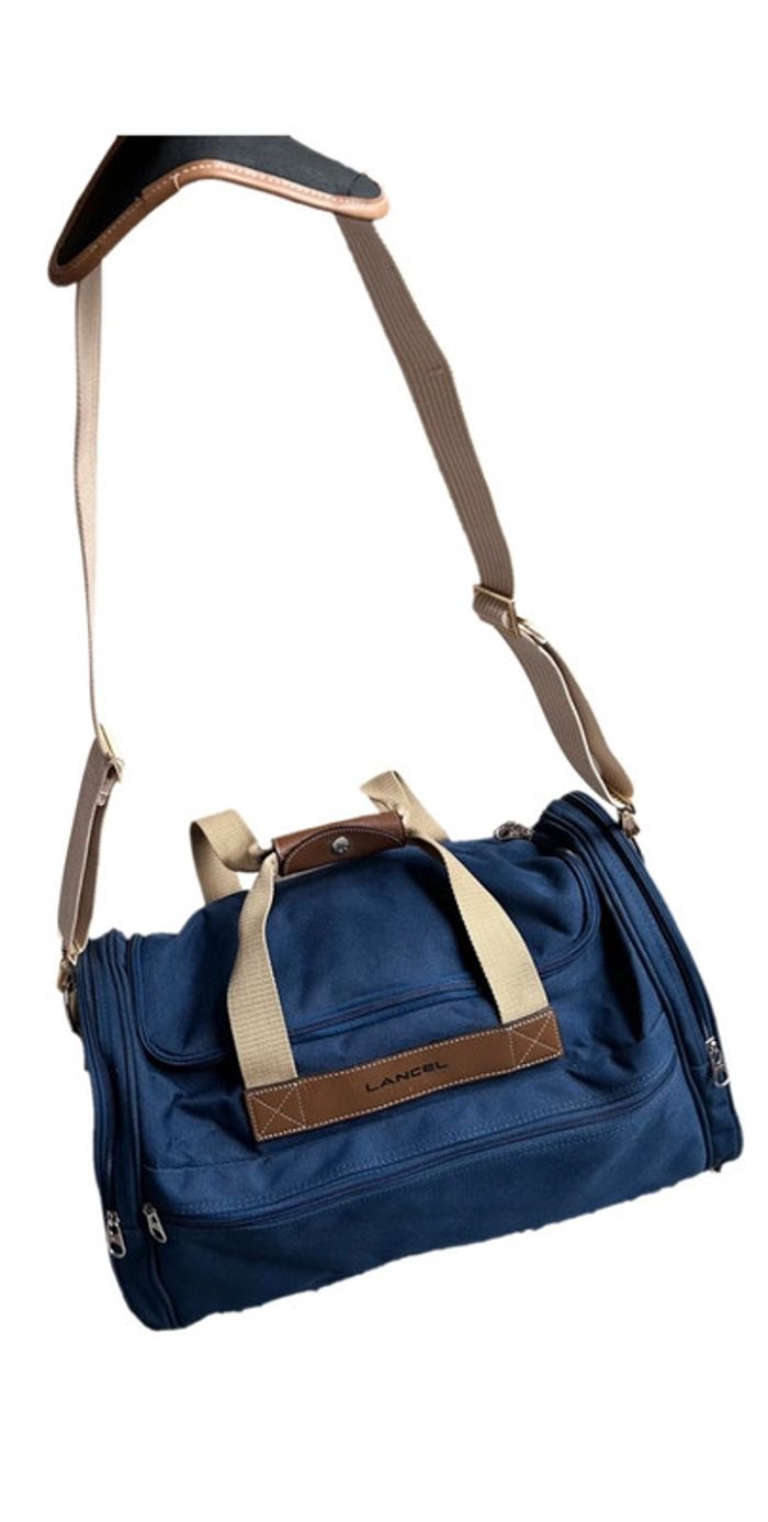NEUF magnifique sac LANCEL toile et cuir, bleu marine - photo numéro 8