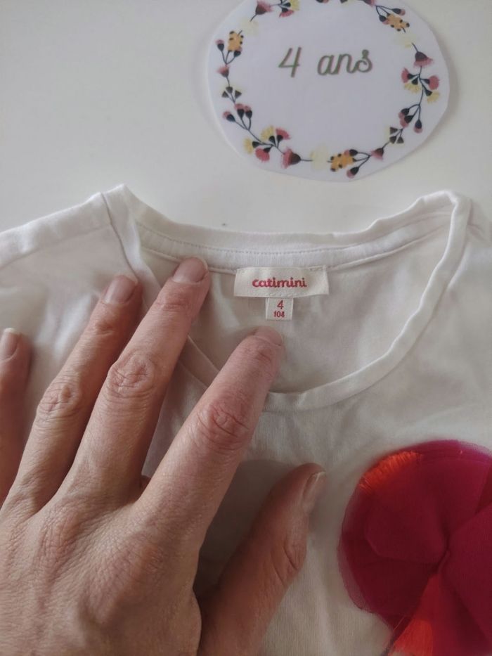 Lot de 3 t-shirts manches longues fille 4 ans catimini tbe - photo numéro 7