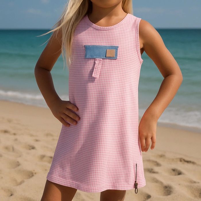🩷 Robe d'été rose à carreaux Salso Bamba taille 8 ans.