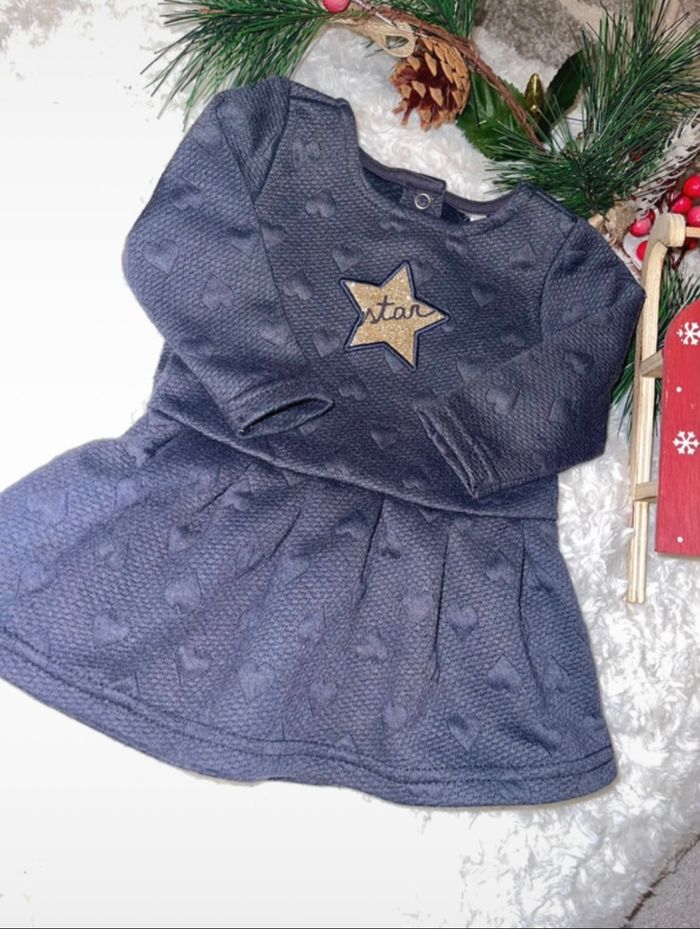 Robe Orchestra 3 mois – Bleu marine – Motif cœurs et étoile « Star »