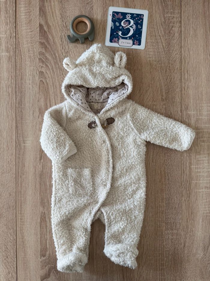 Combi pilote fourrure beige Zara 3 mois TBE