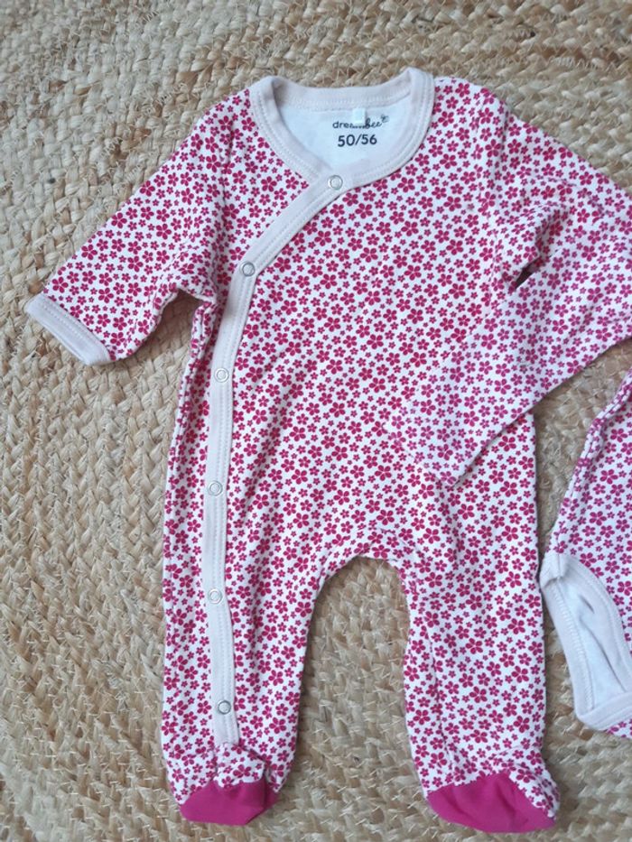 Ensemble pyjama et body manches longues fleurs 50/56 cm - photo numéro 2