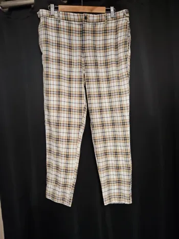 Chino à carreaux beige
