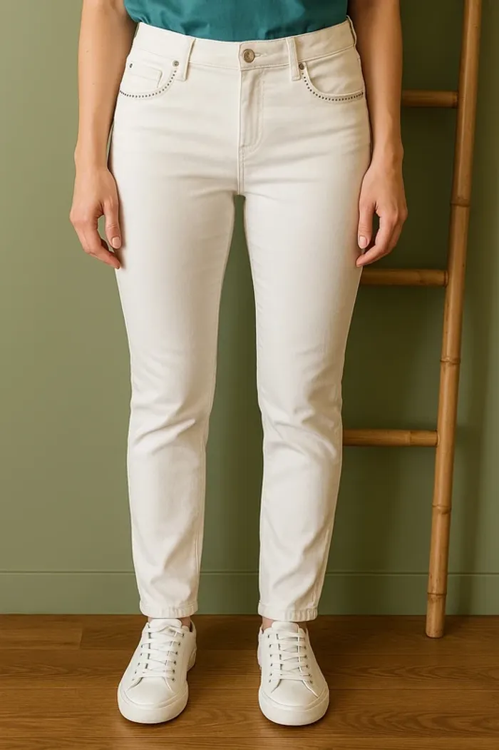 Jean slim blanc Morgan – taille M, coupe ajustée