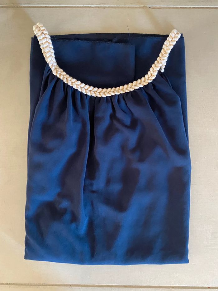 Robe été Made in France fluide marine dorée avec col tressé taille S / M - photo numéro 15
