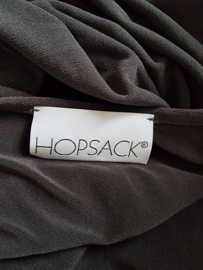 Robe longue grise stretch, légèrement transparente. Hopsack. T42, 45cm aux aisselles, 133cm de haut. - photo numéro 4