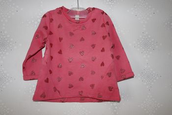 D1615 - Pull rose avec coeur Taille 9 mois