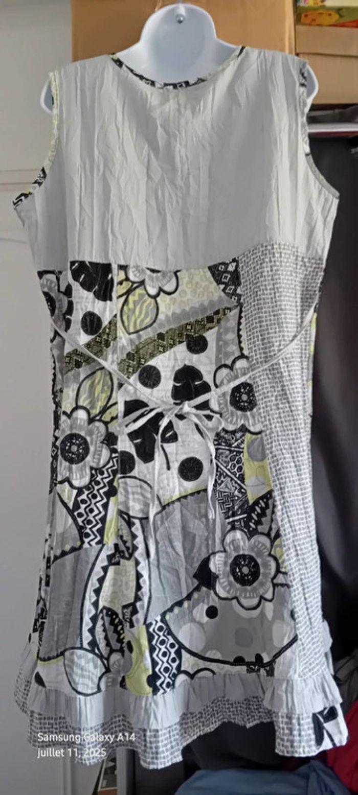 Robe tunique avec lien effet plissé motif floral gris femme 46/48 vetistyle - photo numéro 11