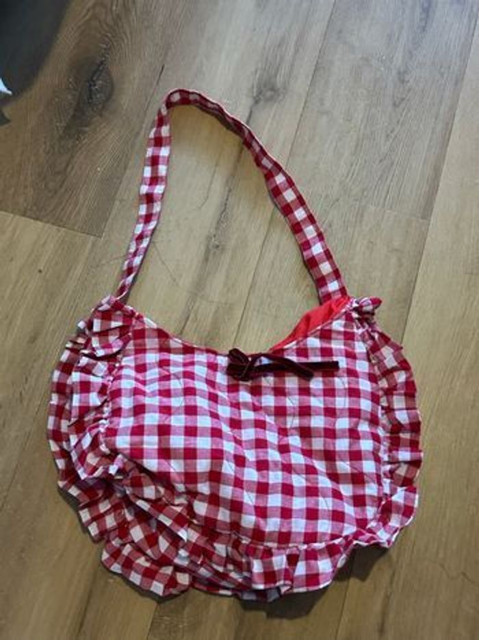 Sac à carreaux vichy blanc et rouge - photo numéro 3