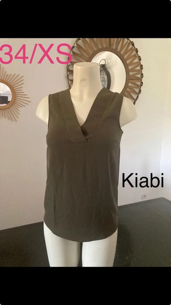 Blouse fluide sans manches kaki taille 34