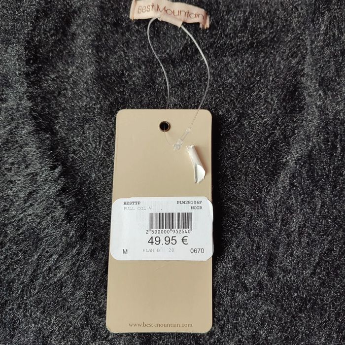 Pull noir d'hiver col V, taille M, Best Mountain - photo numéro 4