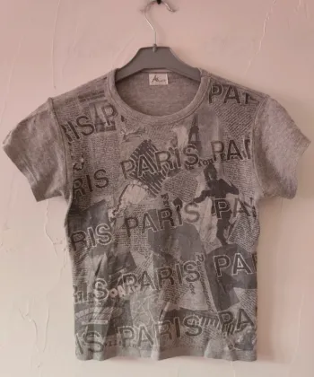Adorable tee-shirt gris vintage Sarah d Paris taille 36 ou S