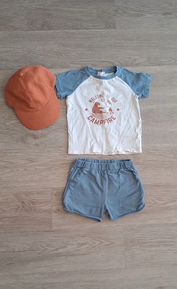 Ensemble t-shirt short et casquette garçon 2 ans