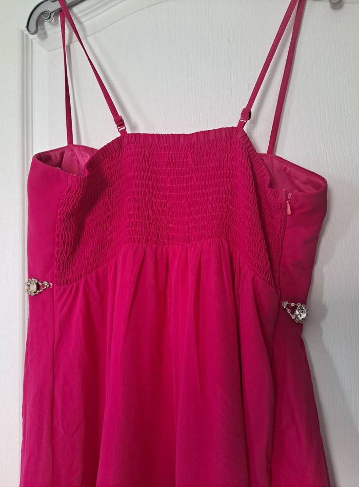 robe de soirée rose ceinture en diamants strass cérémonie mariage cocktail taille 42 - photo numéro 5