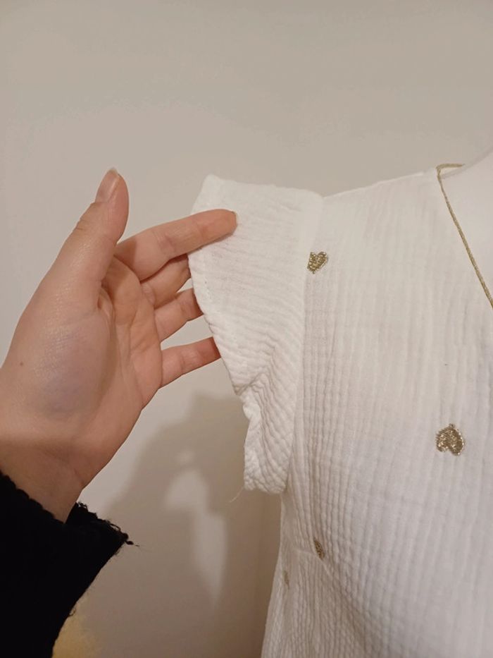 T-Shirt blanc avec cœurs dorés Maëlle taille S/M 36/38 - photo numéro 5