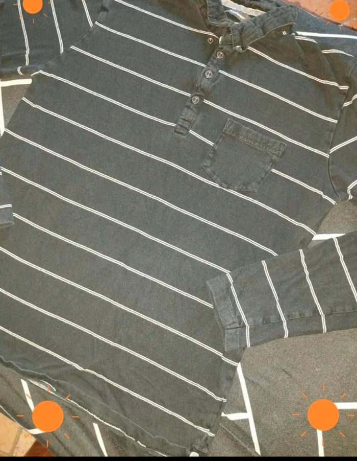 Polo ML noir et blanc TS
