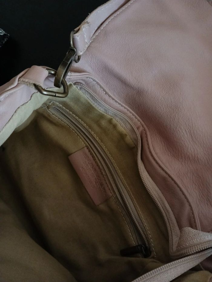 Sac a bandoulière en cuir beige - the genuine leather - photo numéro 4