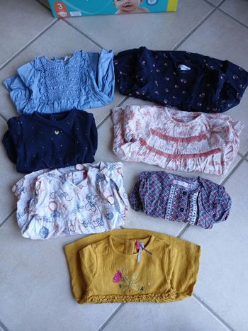 Lot de 7 robes/tuniques/combi, manches longues 6 mois