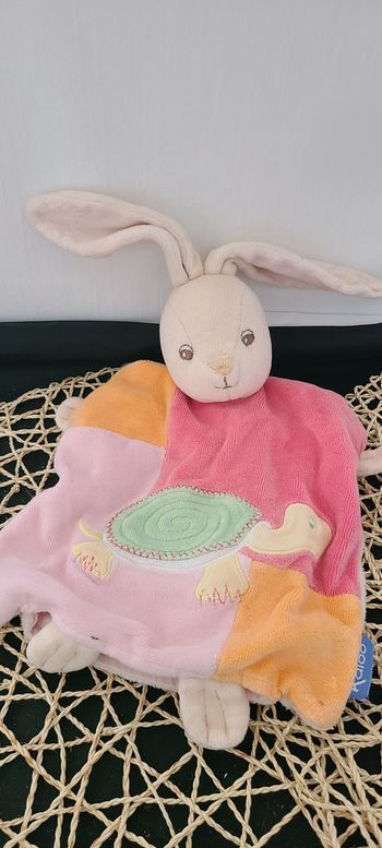 Doudou marionnette lapin KALOO tortue Pop 1 2 3 orange rose