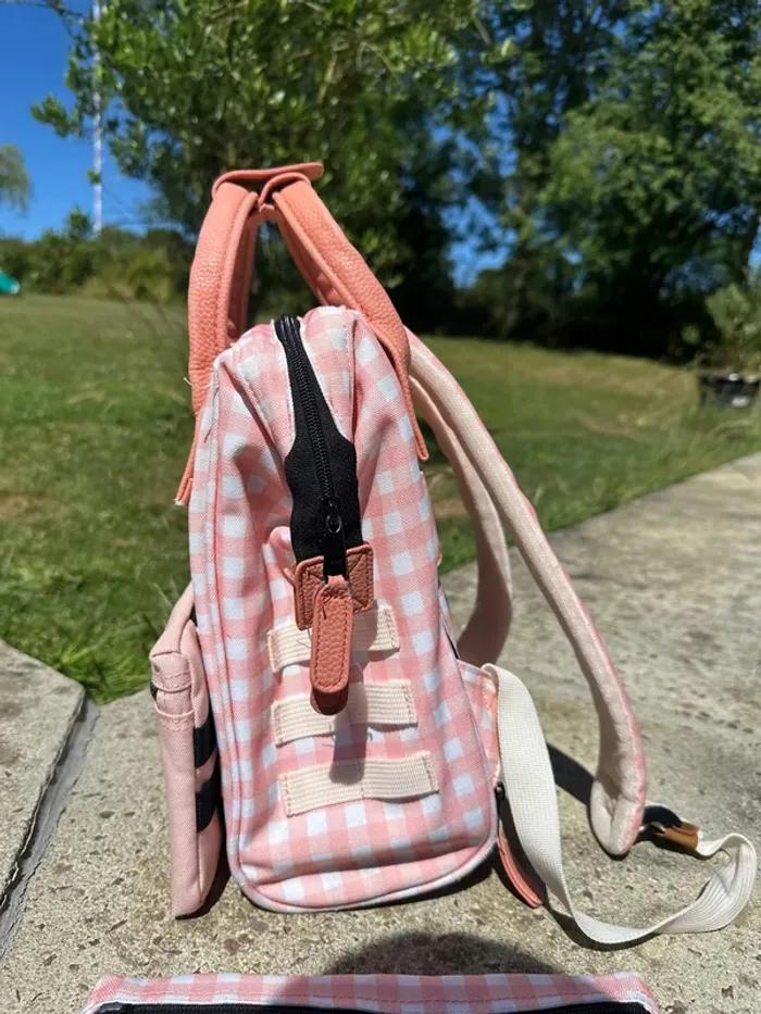Sac à dos Cabaïa Édition limitée Patna Vichy rose avec ses deux pochettes - photo numéro 2