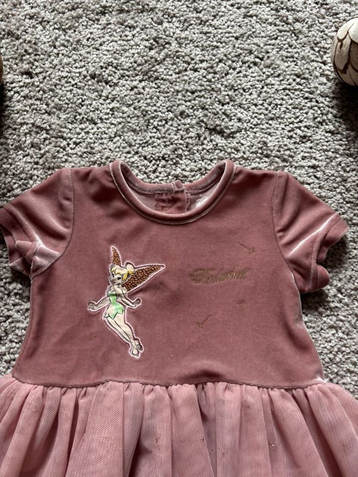 🌺Robe manche courte rose en velours avec tutu Disney La fée clochette Taille 3-6mois/68cm🌺 - photo numéro 2