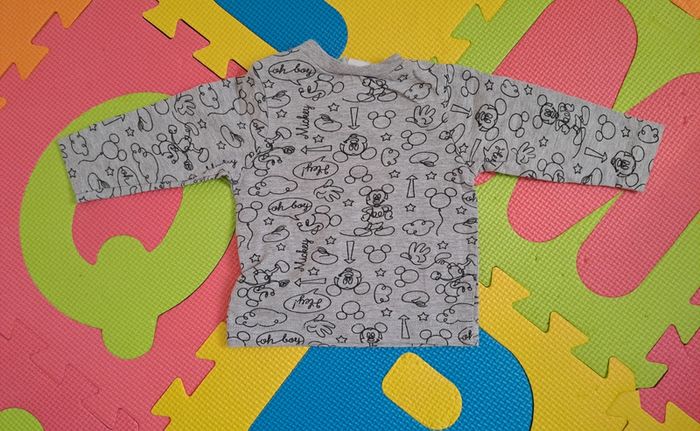 Ensemble t-shirt manches longues jogging Mickey gris, Disney baby, taille 3 mois (59 cm) - photo numéro 3
