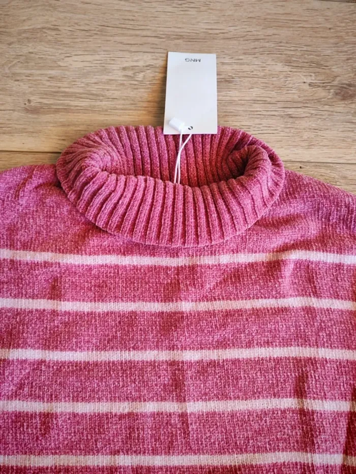 Pull neuf à col roulé rayé mango 11_12 ans fille chenille - photo numéro 3