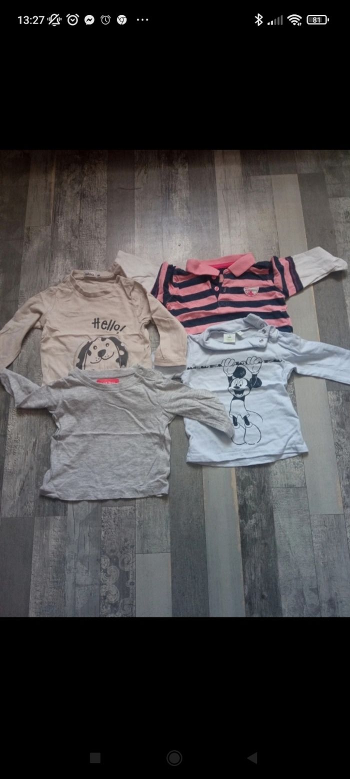 Lot 9 t-shirts manches longues 6 mois