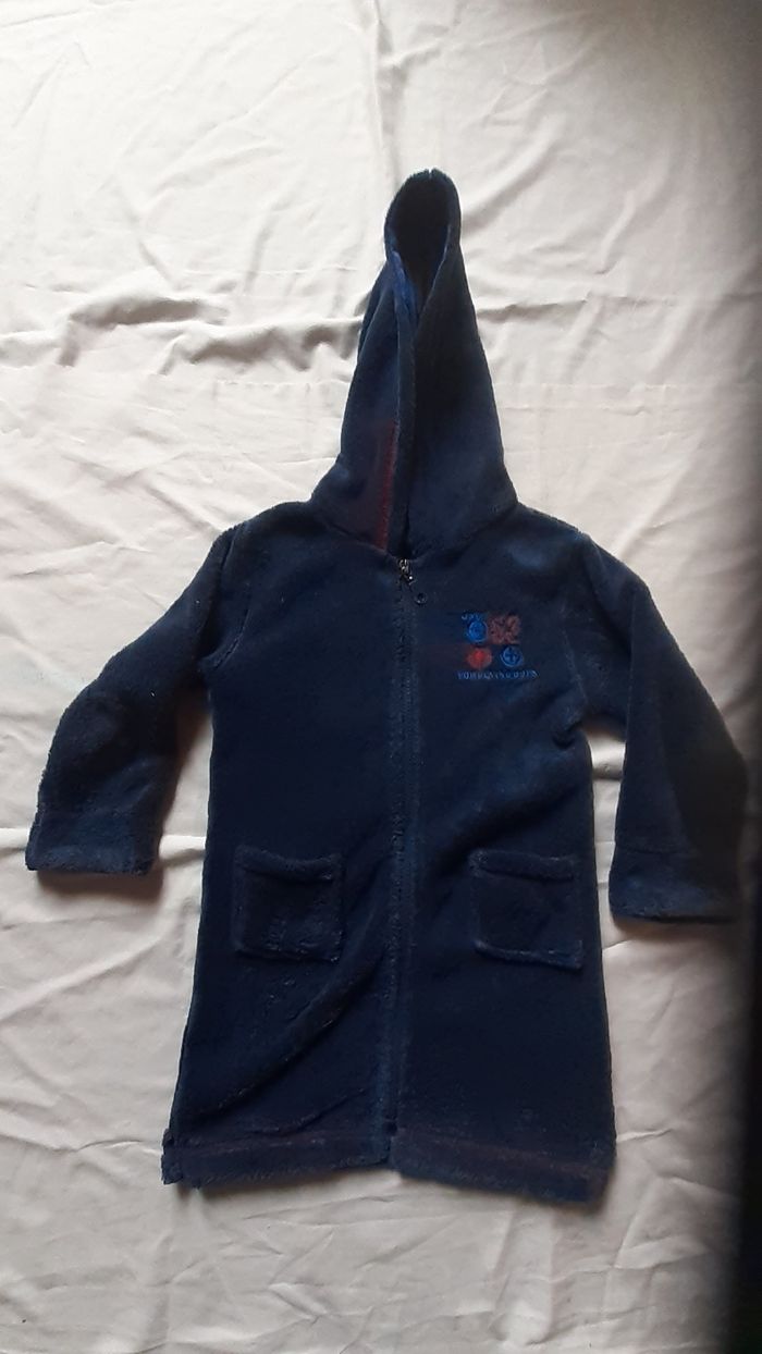 Robe de chambre bleu marine à capuche