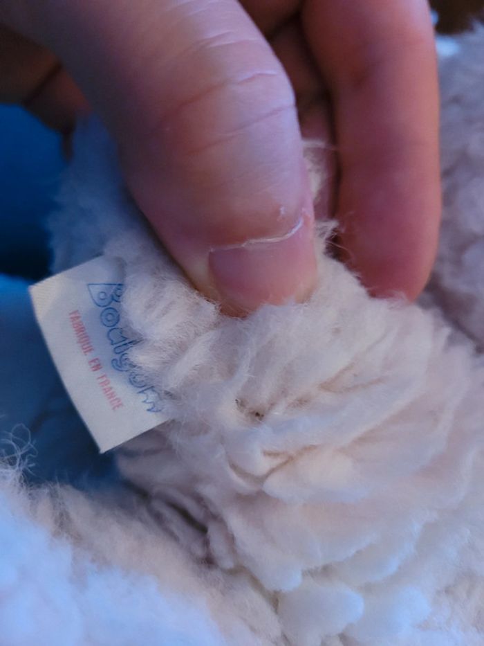 RARE Peluche gros chat Boulgom Pouet ours grand rose blanc pâle doudou collection France 23cm - photo numéro 4