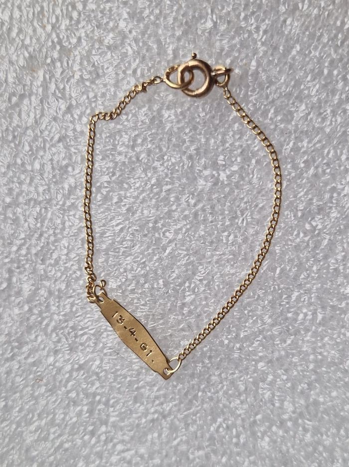 💛 Bracelet gourmette en or 18K – gravé “Laurence” (daté 13.4.61) - photo numéro 5