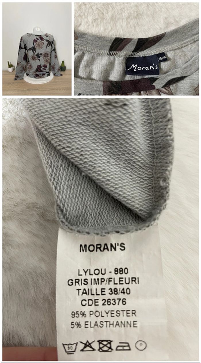 Pull gris et violet à fleurs Moran’s - photo numéro 2
