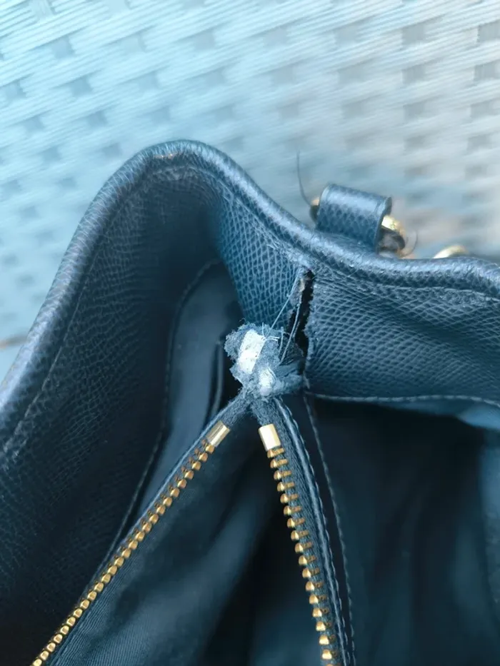 Sac à main cuir bleu et fleur en tissu Coach - photo numéro 13