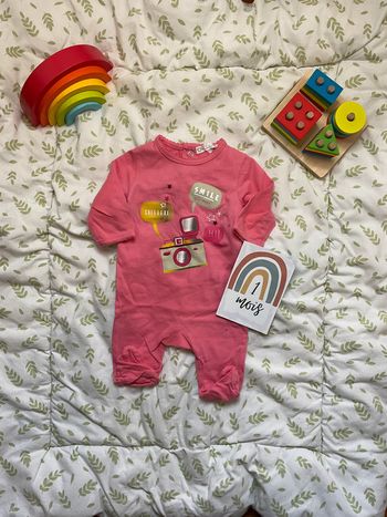 pyjama grenouillère en coton rose 1 mois kitchoun