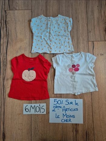 Lot 3 Tee-shirt manche courte dont 1 neuf