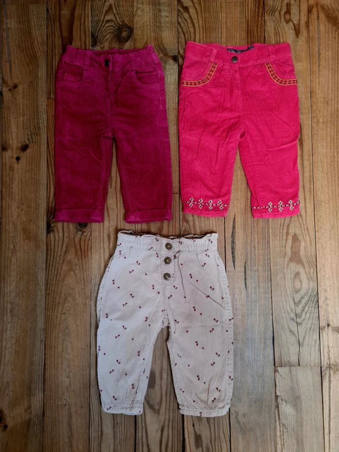 Lot de 3 pantalons velours pour bebe fille