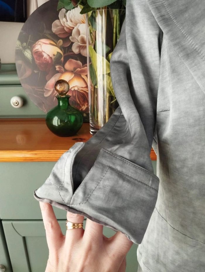 🌹 Ensemble Veste & Robe Gris Irisé Lin Antonelle T38/40🌹 - photo numéro 4