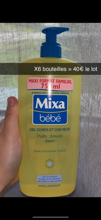 Lots de 6 gel douche cheveux mixa bébé