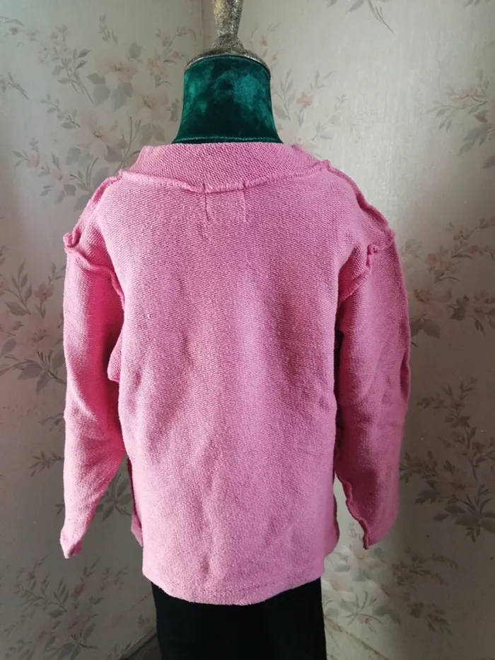 Pull épais rose effet couture apparente avec imprimé tête de cheval / entre nous les filles / (8ans) - photo numéro 4