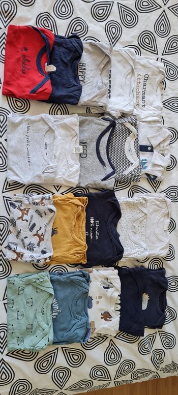 Lots de 20 bodie manches longues T 6 mois
