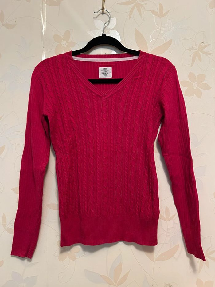 Pull rose fushia torsadé taille 158/164