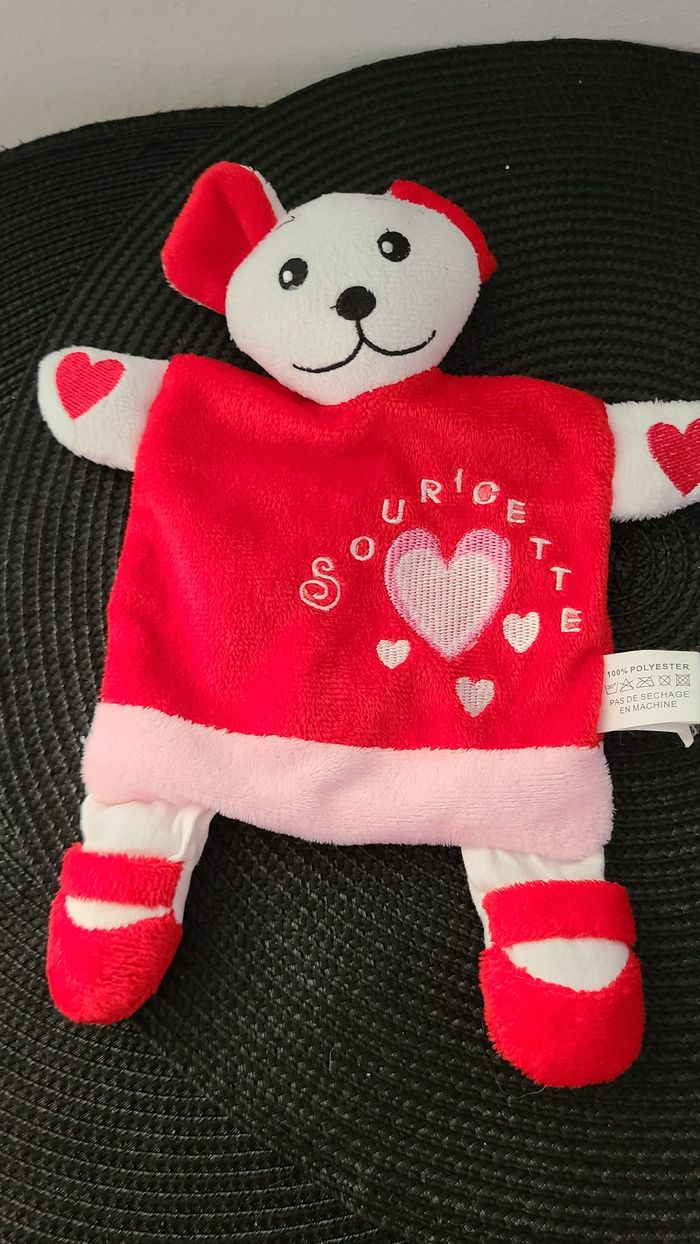 Doudou plat Souris rouge rose Souricette Central Vet Coeurs - photo numéro 2
