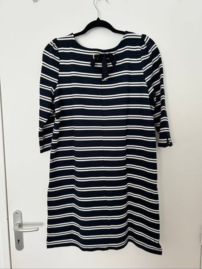 Robe manches 3/4 marinière bleu noir et blanc Kiabi L - photo numéro 3