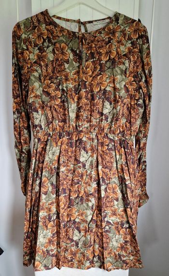 Robe femme manches longues victoria brun fleuri L