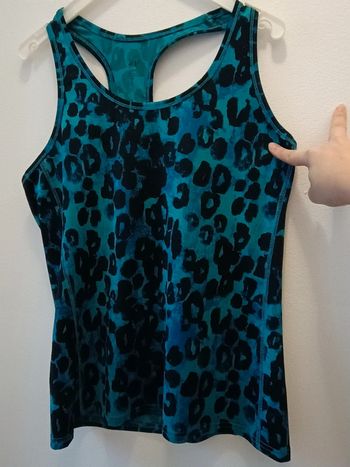 Débardeur/top pour le sport - bleu léopard - taille L